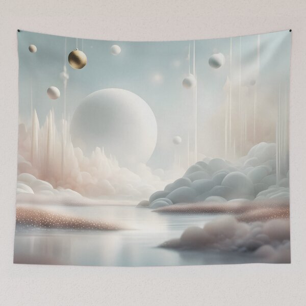 Item preview, Fantasy landscape in white, pink and light blue designed and sold by 2-Seraphira.