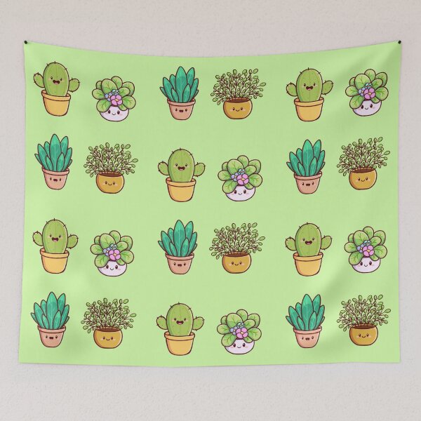 Item preview, Kawaii Happy Potted Plants – Cute Plant Sticker Collection designed and sold by Magsu.art.