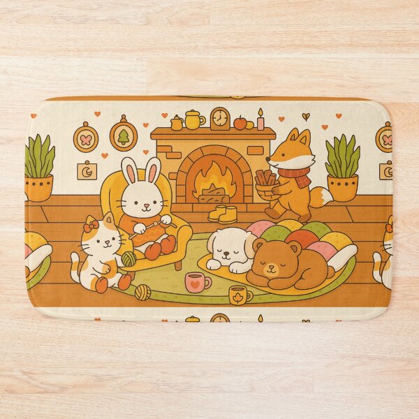Item preview, Cozy Critter Cabin – Cute Autumn Animal Friends by the Fire designed and sold by Sandy's Cheeky Studio.
