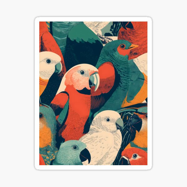 Item preview, Colorful Tropical Parrots Art Illustration Pattern designed and sold by Altered Pixels.