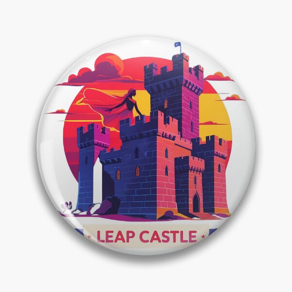 Item preview, Leap Castle Sunset – Retro Flat Vector with Medieval Tower & The Red Lady Ghost | Gothic Ireland Art designed and sold by LoliDesignShop.