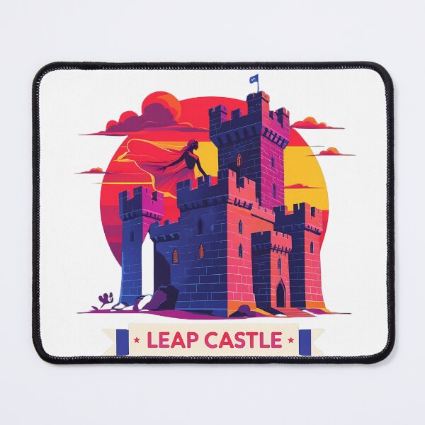 Item preview, Leap Castle Sunset – Retro Flat Vector with Medieval Tower & The Red Lady Ghost | Gothic Ireland Art designed and sold by LoliDesignShop.