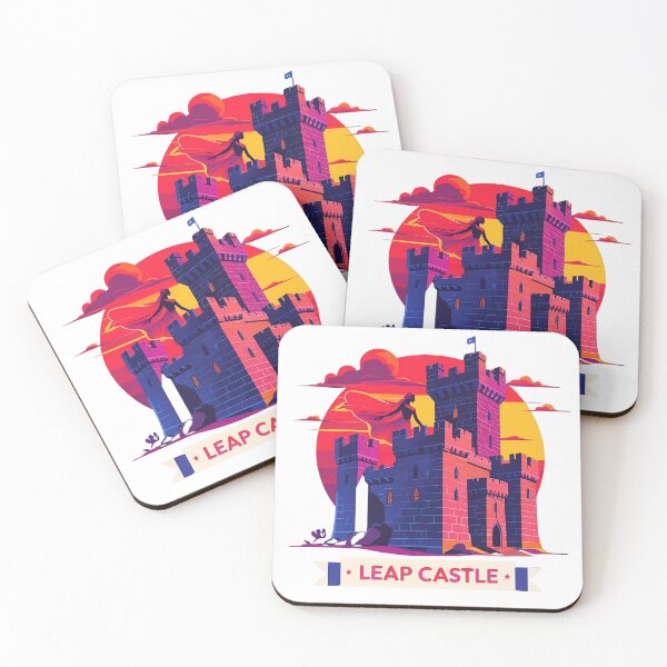 Item preview, Leap Castle Sunset – Retro Flat Vector with Medieval Tower & The Red Lady Ghost | Gothic Ireland Art designed and sold by LoliDesignShop.