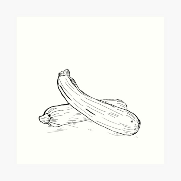 Two Zucchini BW Art Print