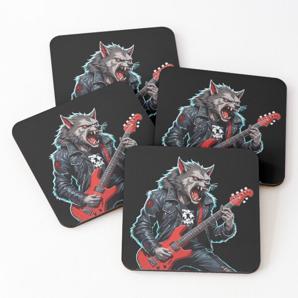 Item preview, Wolf playing electric guitar designed and sold by Danh Style.