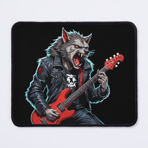 Item preview, Wolf playing electric guitar designed and sold by Danh Style.