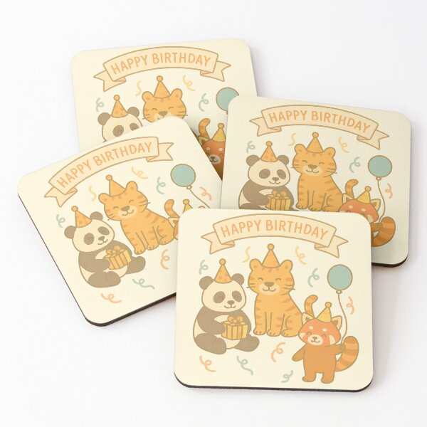 Item preview, Wildlife Animal Birthday Party – Cute Panda, Tiger, Red Panda Racoon Happy Birthday Celebration Greeting designed and sold by Kebi Studio.