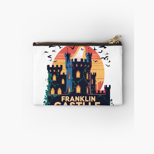 Item preview, Franklin Castle Sunset – Retro Flat Gothic Vector Art with Tower Silhouettes | Haunted Ohio Landmark designed and sold by LoliDesignShop.