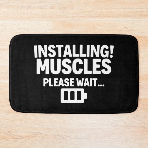 Item preview, Funny Gym Design – Installing Muscles with Battery Icon designed and sold by GRITMOOD.
