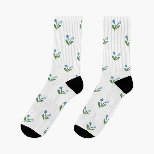 Item preview, Tiny and cute blue flowers and green leaves pattern on white background. Botanical illustration. designed and sold by helga-wigandt.