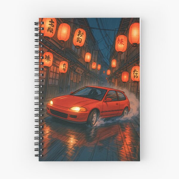 Item preview, Lantern Alley Drift – Compact Coupe at Night designed and sold by PosterFuel.