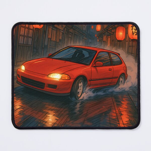 Item preview, Lantern Alley Drift – Compact Coupe at Night designed and sold by PosterFuel.