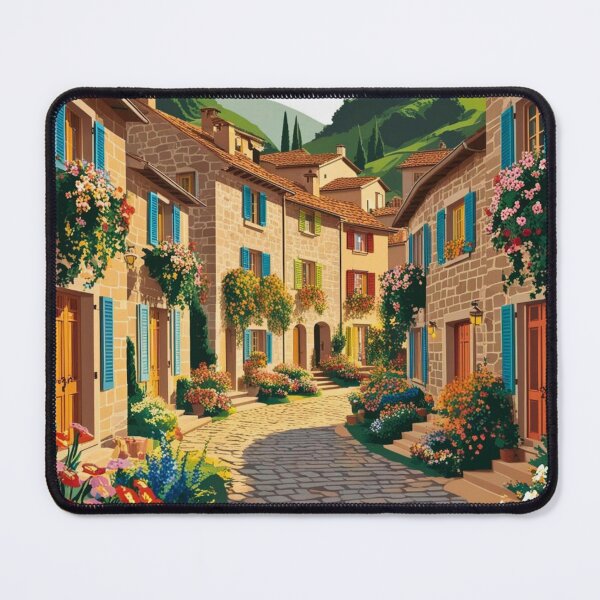 Item preview, Retro Mediterranean Village - Tuscan Flower Lane designed and sold by Arkeso.