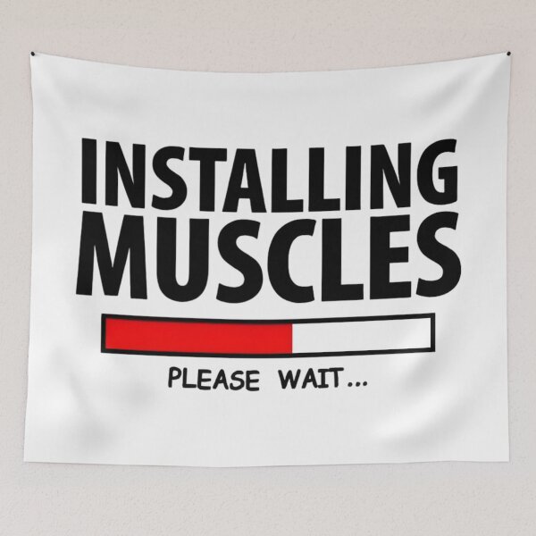 Item preview, Installing Muscles Please Wait – Red Bar Funny Gym Design designed and sold by GRITMOOD.