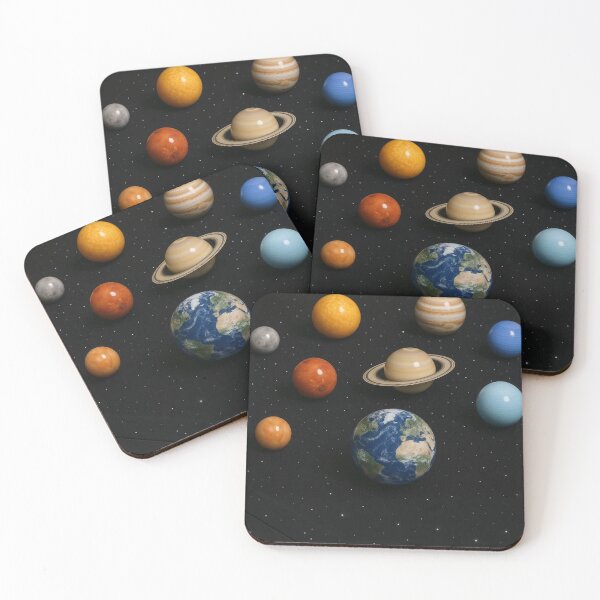 Item preview, A solar system-themed billiard set with each planet as a unique ball, placed on a black starfield table, minimalist space concept designed and sold by Retram.