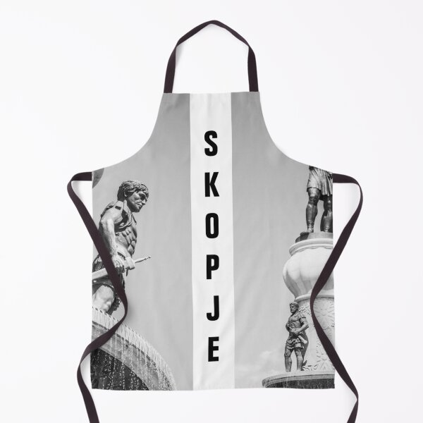Item preview, Black and White Statue of Skopje – Iconic Landmark with 'Skopje' Text designed and sold by MetaModel Editions.