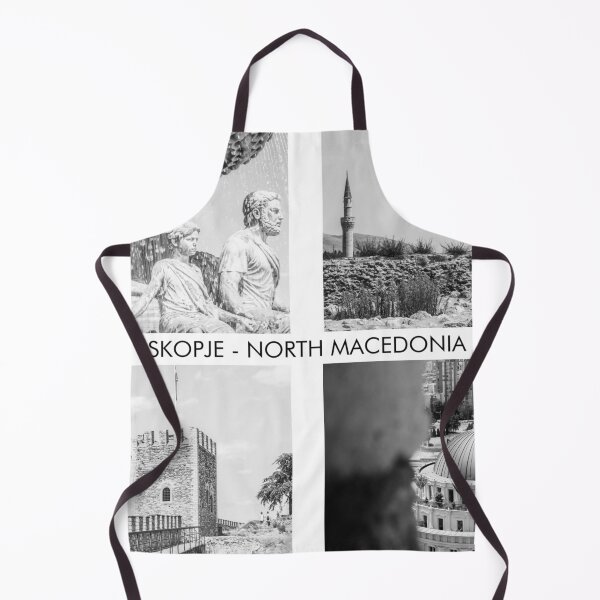 Item preview, Black and White Skopje Photography – Four Iconic Landmarks with 'Skopje' Text designed and sold by photo-travel.