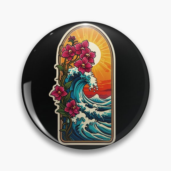 Item preview, Kanagawa Wave of Hokusai with Hawaii Orchids designed and sold by NautiChic.