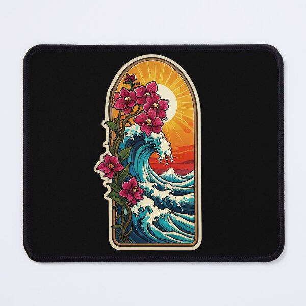 Item preview, Kanagawa Wave of Hokusai with Hawaii Orchids designed and sold by NautiChic.