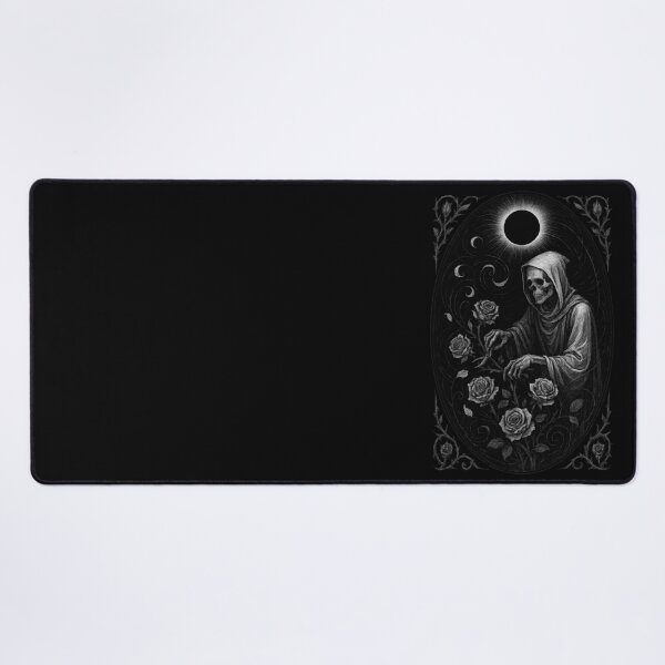 Item preview, Nocturnal Rose Gardener: Skeleton Tending Blooms Beneath Eclipse designed and sold by Shoot-The-Moon.