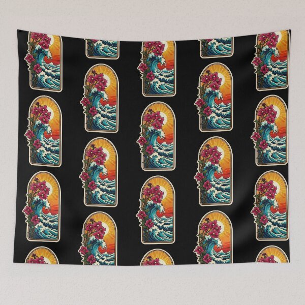 Item preview, Kanagawa Wave of Hokusai with Hawaii Orchids designed and sold by NautiChic.