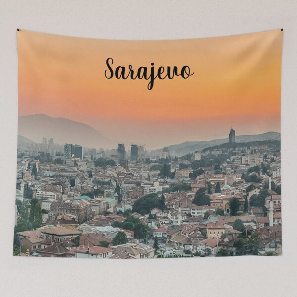 Item preview, Sunset Over Sarajevo – Breathtaking View from the Hill designed and sold by photo-travel.