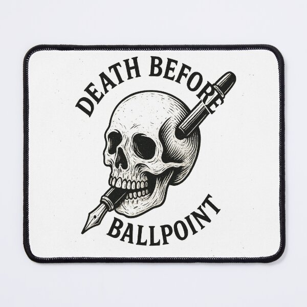 Item preview, Death Before Ballpoint – Vintage Ink Skull Design designed and sold by SubtleHobbies.