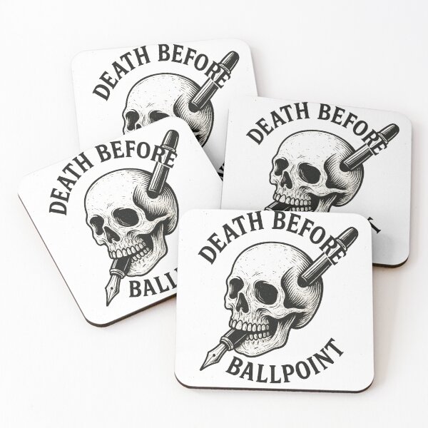 Item preview, Death Before Ballpoint – Vintage Ink Skull Design designed and sold by SubtleHobbies.