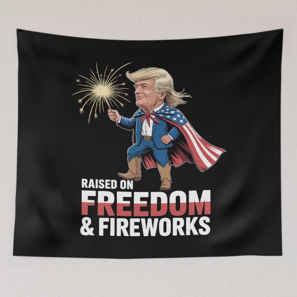 Item preview, Raised on Freedom and Fireworks Trump Art	 designed and sold by Vexel Studio.