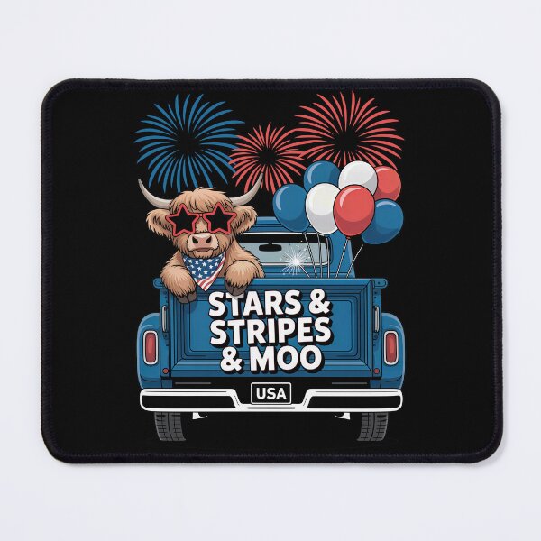 Item preview, Stars and Stripes and Moo Cow Truck Art 4th of July Design designed and sold by Vexel Studio.