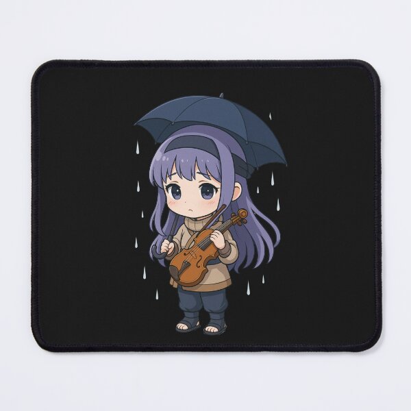 Item preview, "Sad Chibi Ninja Girl Playing Violin in the Rain – Emotional Kawaii Art" designed and sold by ColorSplash123.