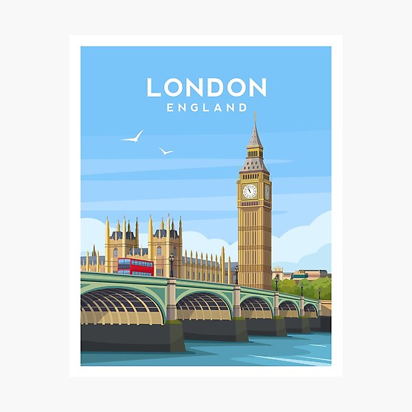 Item preview, London England - Big Ben and Westminster Bridge designed and sold by typelab.