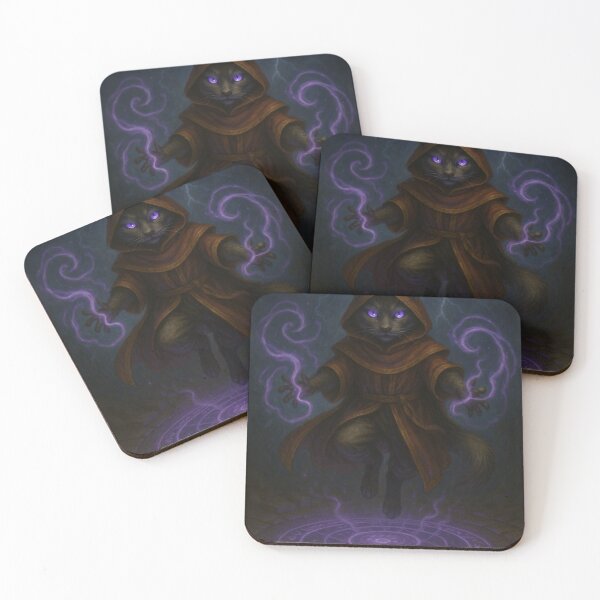 Item preview, Arcane Cat Mage – Dark magic cat with rune circle designed and sold by NerdvanaDsg.