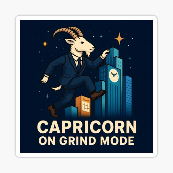 Item preview, Capricorn on Grind Mode – Zodiac Hustler Goat Design designed and sold by VoidBloom Studio.