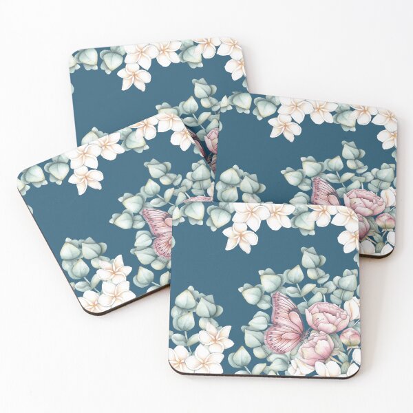 Item preview, Peonies, Jasmin & Butterfly in Blue designed and sold by CrisGHeer Art &Illustration.