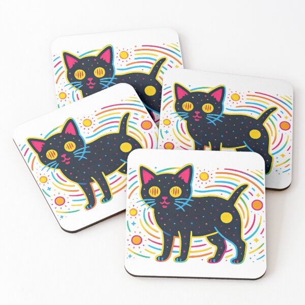 Item preview, Psychedelic Cosmic Cat with Neon Space Elements designed and sold by ArtfulWeave.