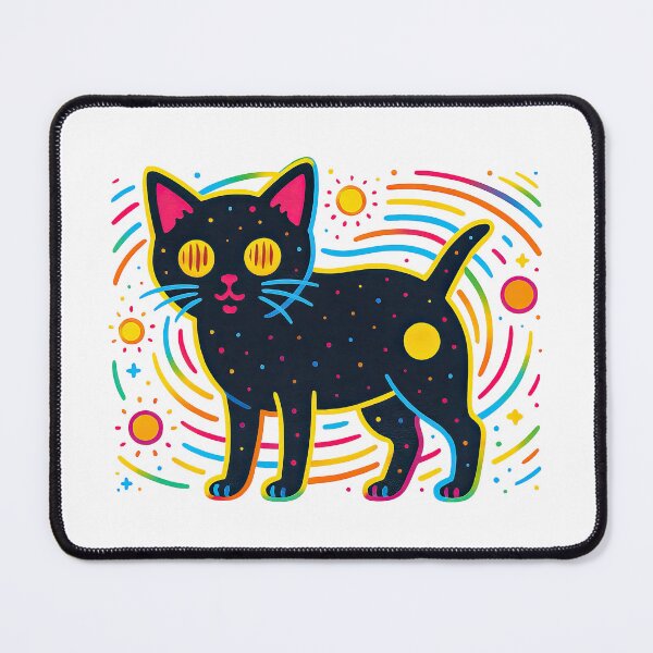 Item preview, Psychedelic Cosmic Cat with Neon Space Elements designed and sold by ArtfulWeave.