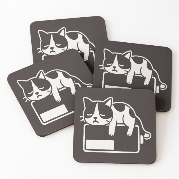 Item preview, Low Battery Cat - Cute Exhausted Kitty Design designed and sold by PP Shop.