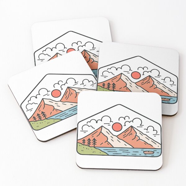Item preview, Minimalist Mountain Lake Sunset Landscape Art designed and sold by ArtfulWeave.