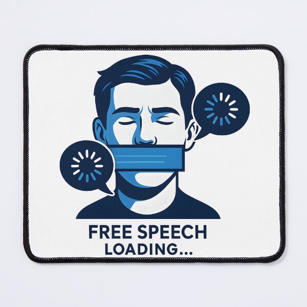 Item preview, Free Speech Loading – Censorship Commentary Design designed and sold by VoidBloom Studio.