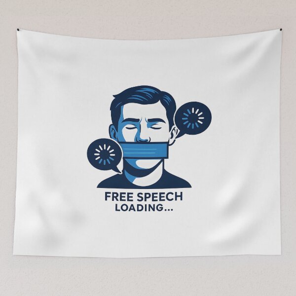 Item preview, Free Speech Loading – Censorship Commentary Design designed and sold by VoidBloom Studio.