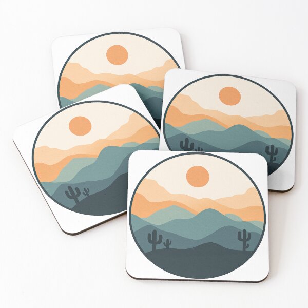 Item preview, Desert Sunset Abstract Landscape with Cactus designed and sold by ArtfulWeave.