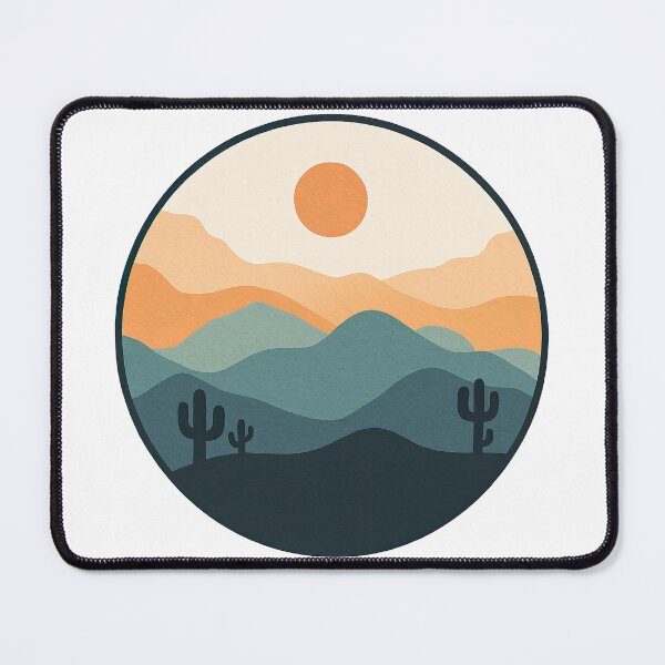 Item preview, Desert Sunset Abstract Landscape with Cactus designed and sold by ArtfulWeave.