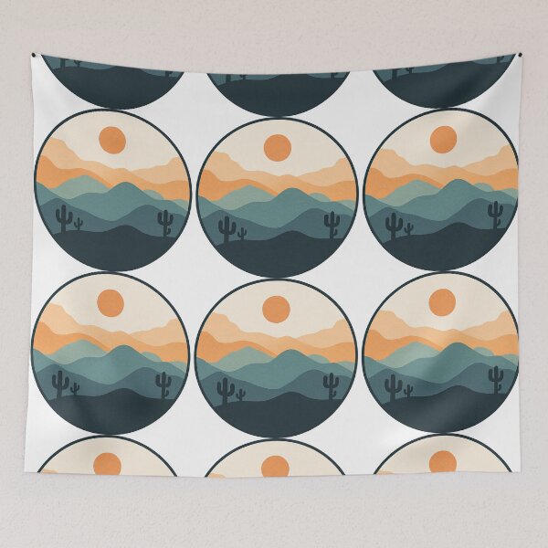 Item preview, Desert Sunset Abstract Landscape with Cactus designed and sold by ArtfulWeave.
