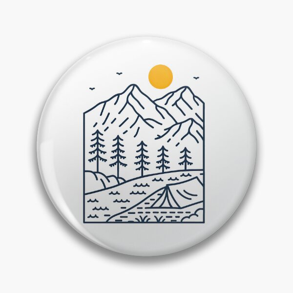 Item preview, Dark Line Art Mountain Camping Night Scene designed and sold by ArtfulWeave.