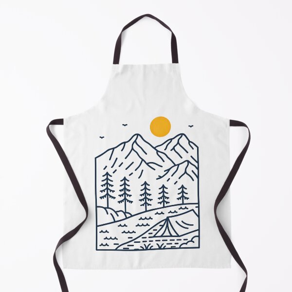 Item preview, Dark Line Art Mountain Camping Night Scene designed and sold by ArtfulWeave.
