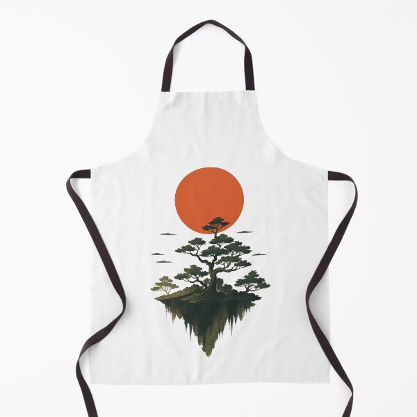 Item preview, Mystical Floating Island with Bonsai Tree and Red Sun designed and sold by ArtfulWeave.