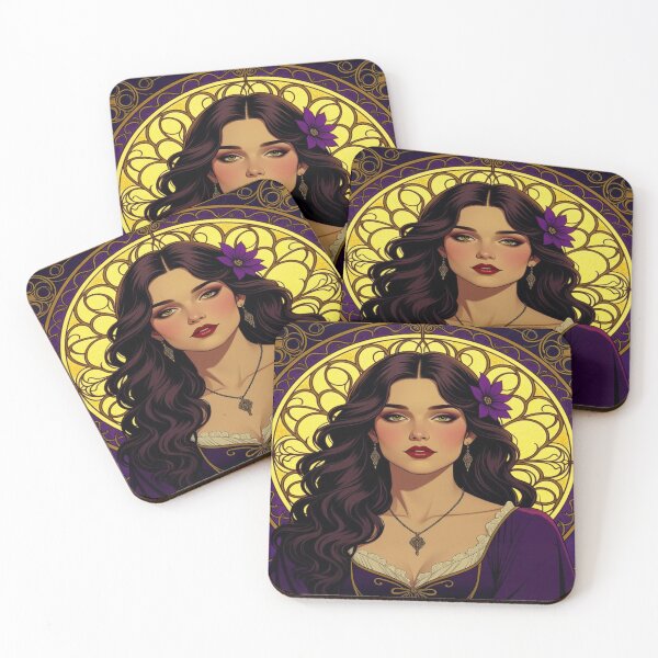 Item preview, Divine Bloom – Portrait of a mystical muse with floral grace in Art Nouveau splendor designed and sold by FotoworldEdel.