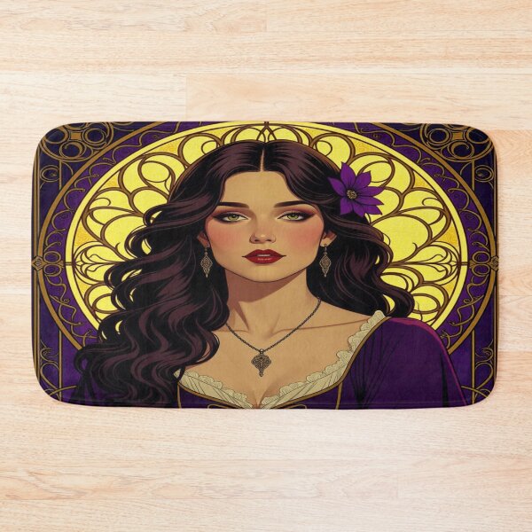 Item preview, Divine Bloom – Portrait of a mystical muse with floral grace in Art Nouveau splendor designed and sold by FotoworldEdel.
