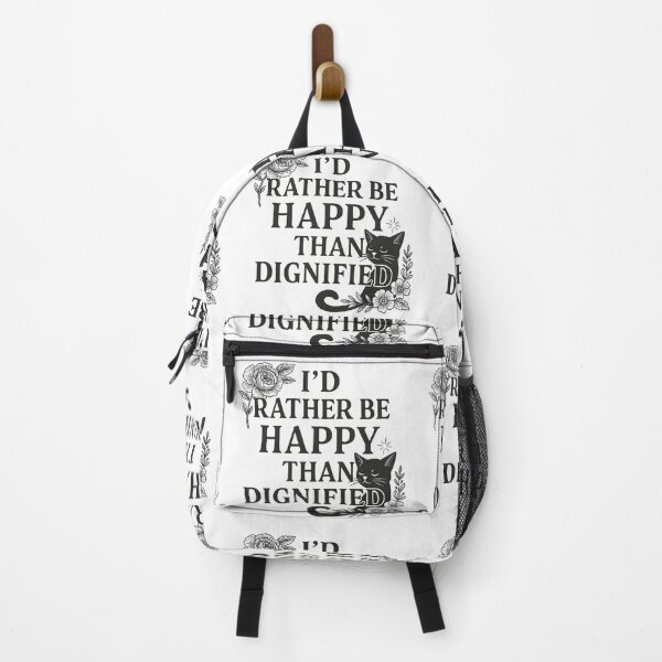 Item preview, I’d Rather Be Happy Than Dignified – Brontë Quote Cat & Floral Design designed and sold by The Sandy Design Store.